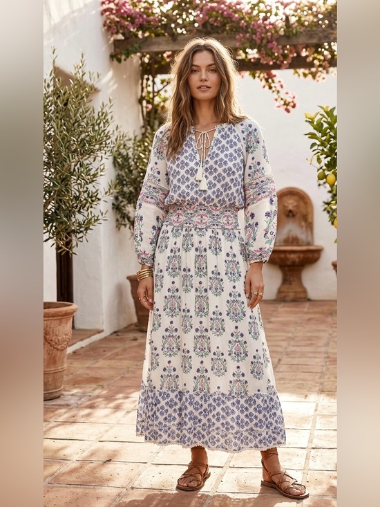 Chico's Dresses & Skirts - Chico’s Boho Floral Print Maxi Dress - Fits L/14) - Tassel Accents